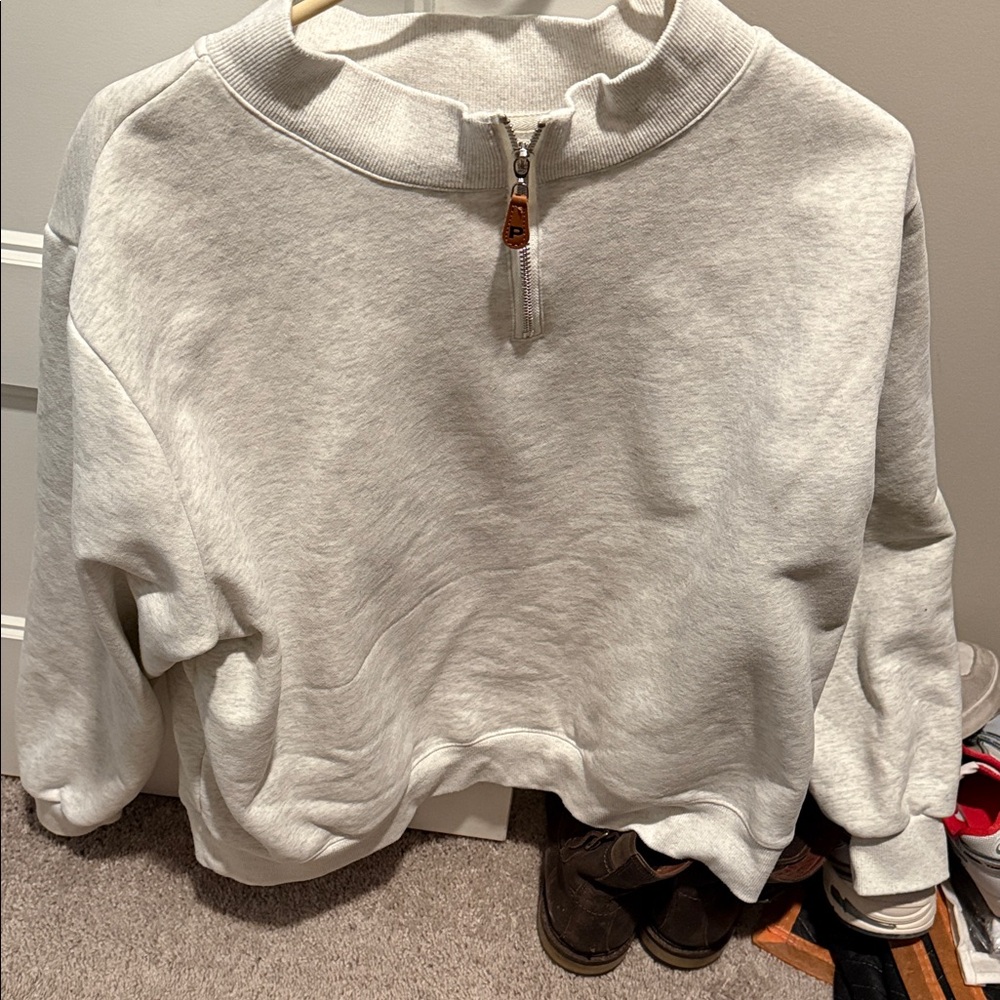 Parke by Chelsea Kramer gray Women's Zip-Up Sweatshirt size L/XL quarter zip